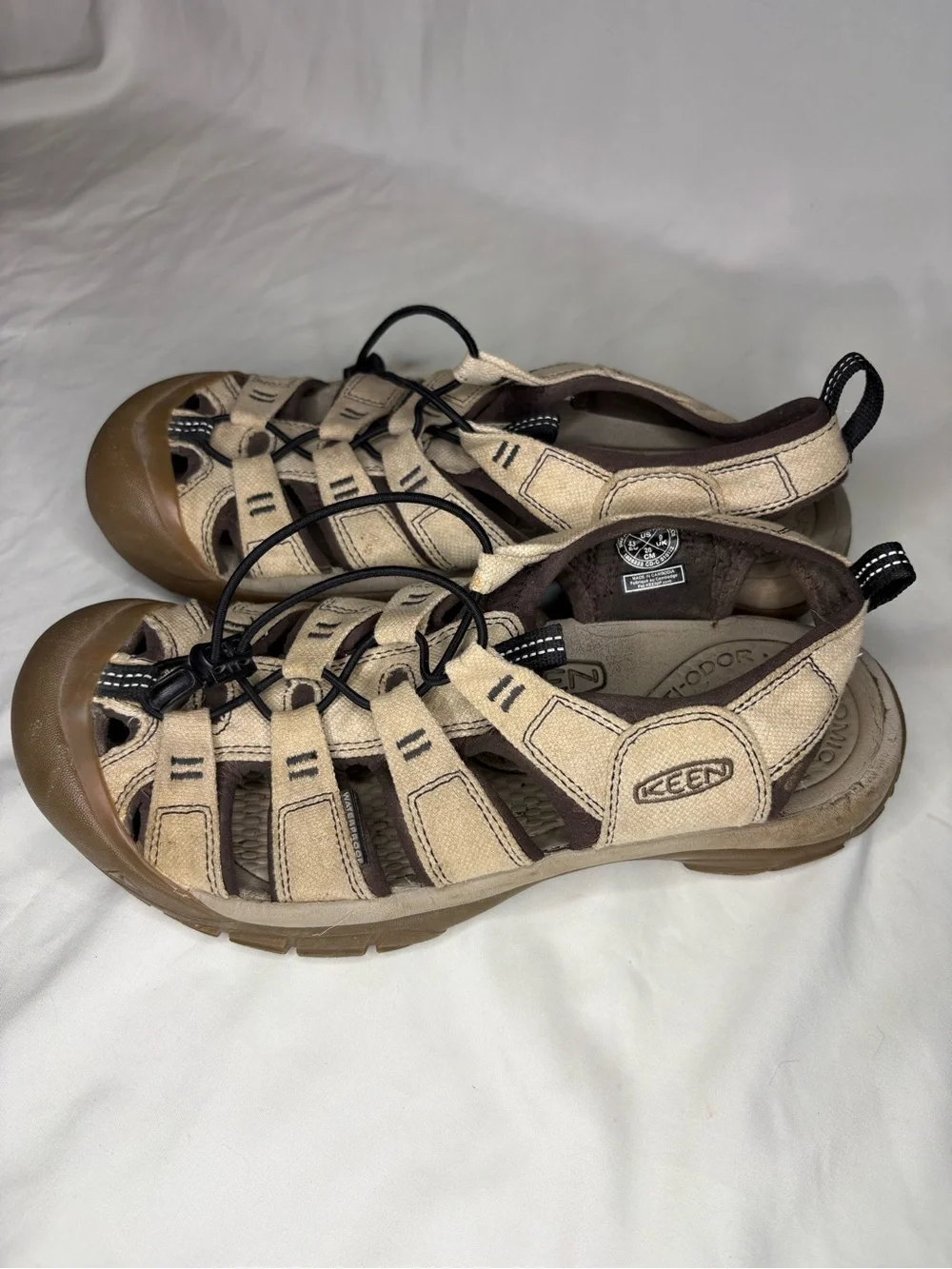 Men’s Keen Beige Closed-Toe Sport Sandals Waterproof Camping Hiking River Shoes